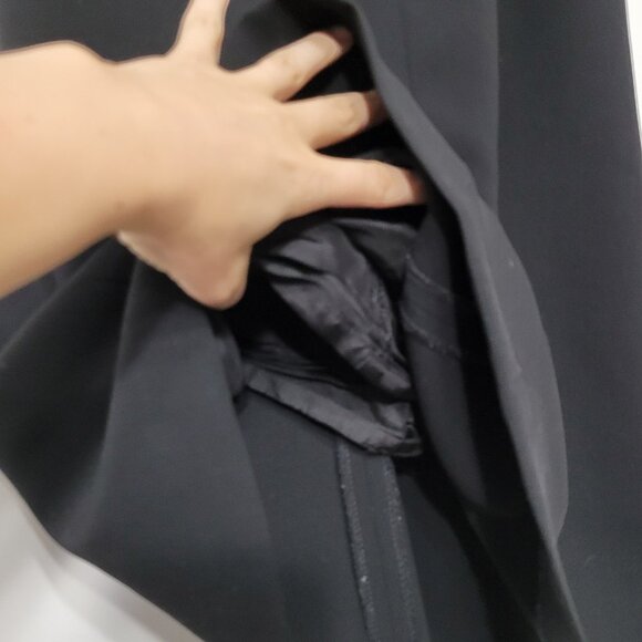 Tribal Black Notch Neck Shift Dress Sleeveless Ribbon Trim Zip Business Classic - Picture 2 of 9